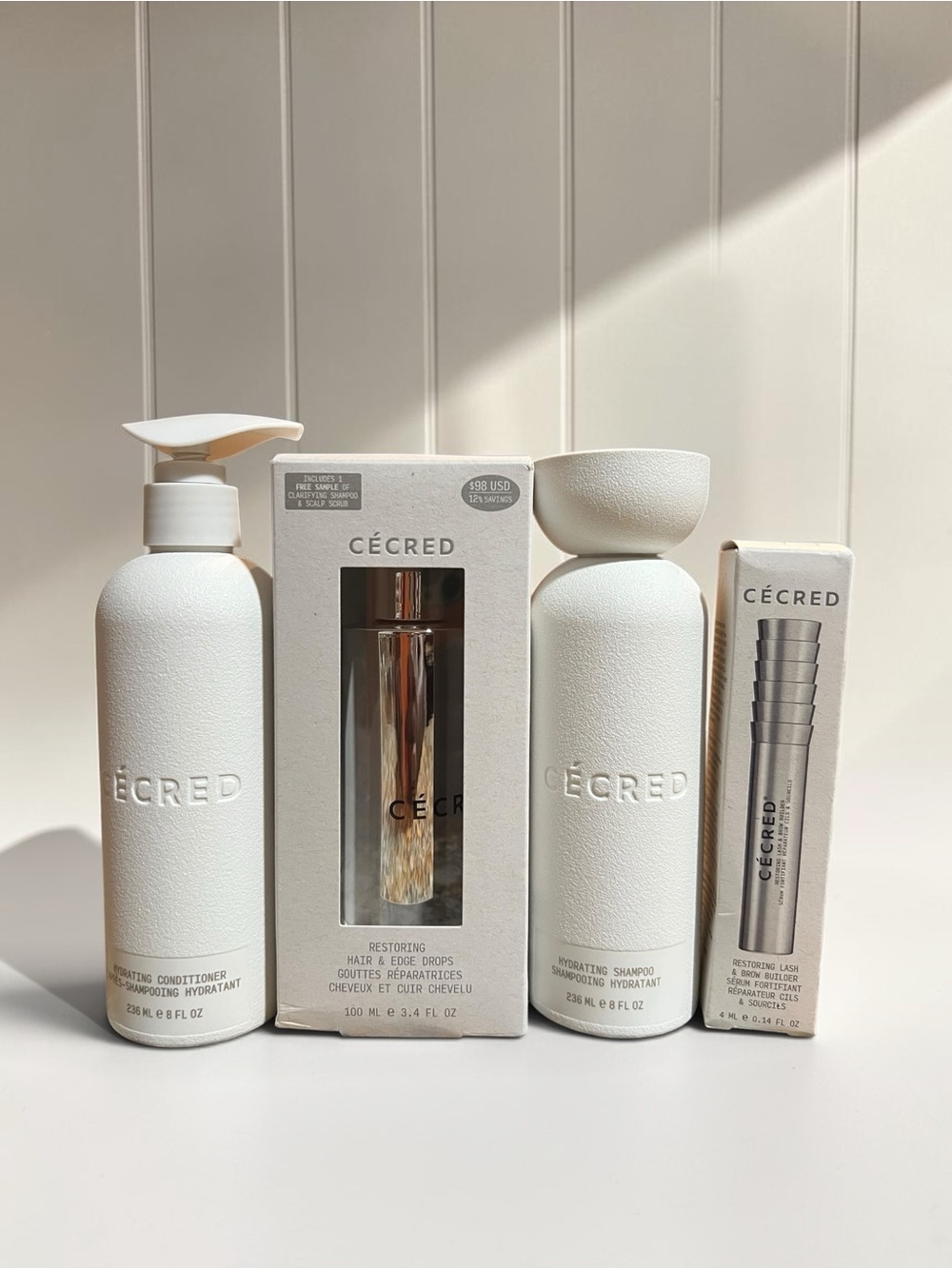 CÉCRED Hydrating Shampoo & Conditioner Set + Drops-$FIRM